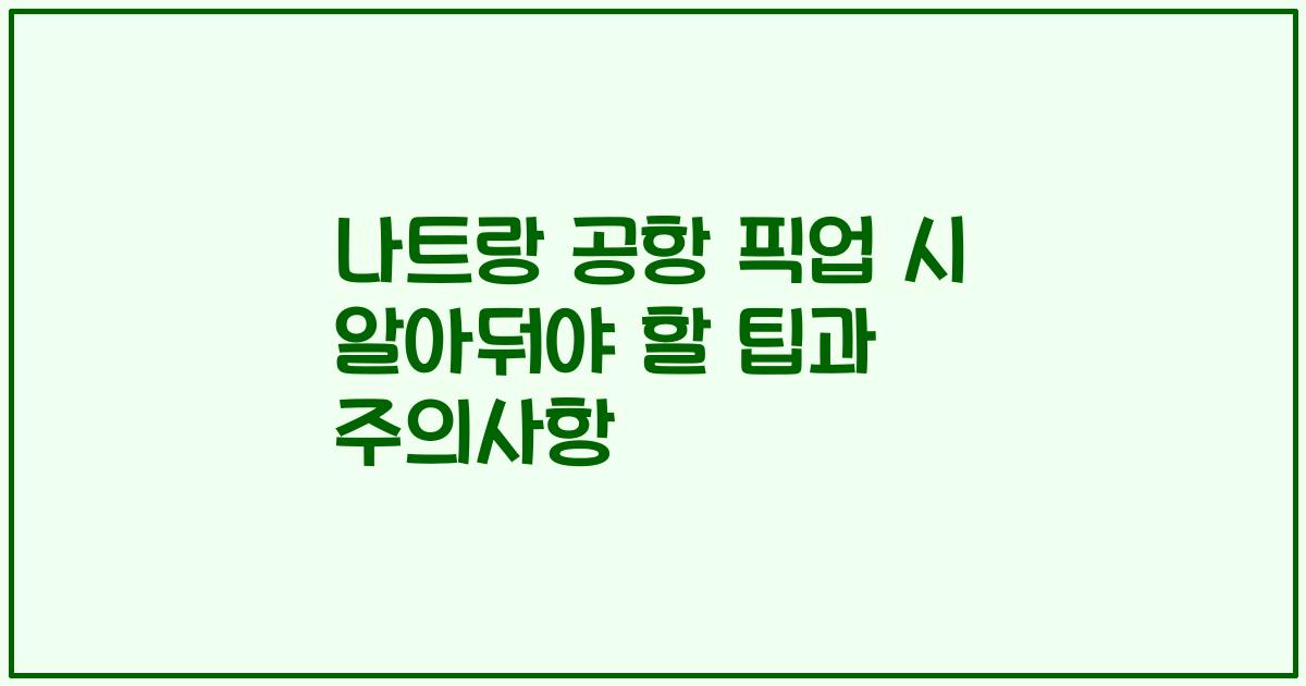 나트랑 공항 픽업 시 알아둬야 할 팁과 주의사항