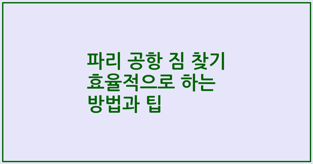 파리 공항 짐 찾기 효율적으로 하는 방법과 팁